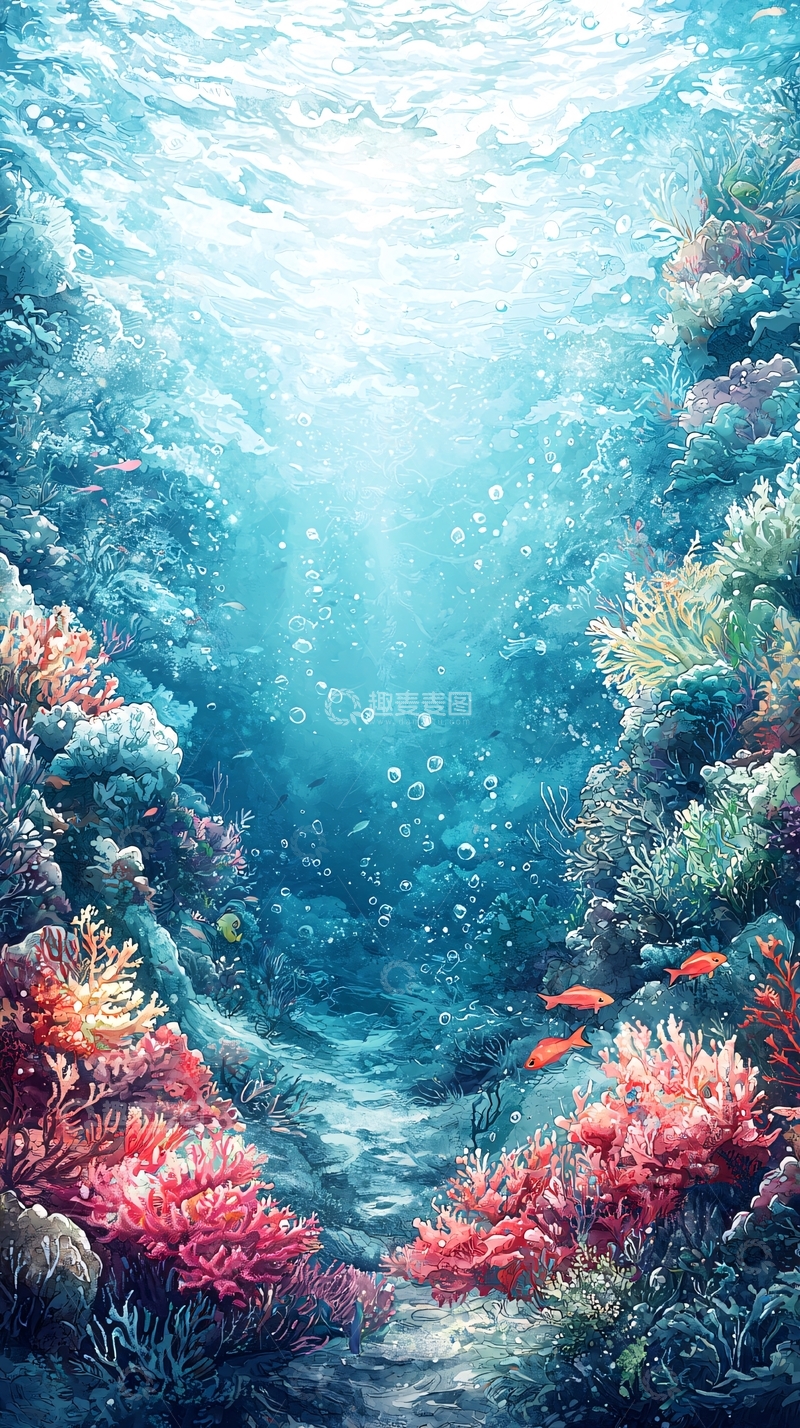 高清大图下载【趣麦麦图】海底珊瑚礁风景图