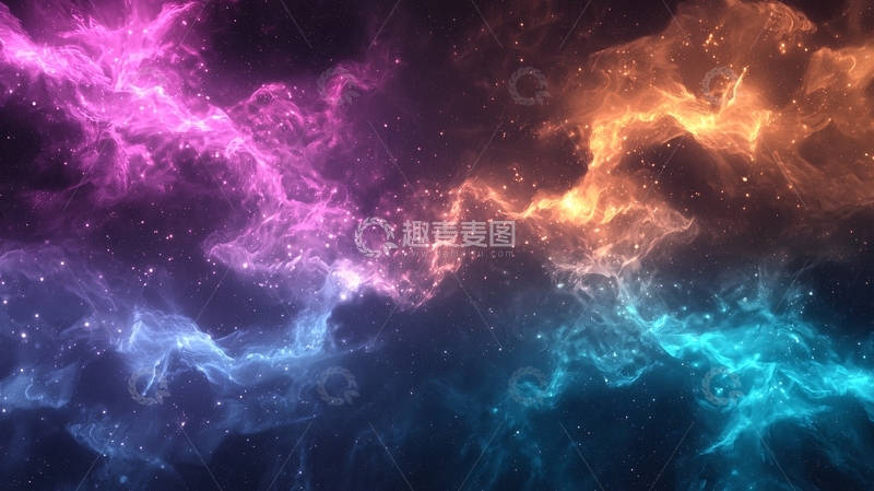 高清大图下载【趣麦麦图】梦幻星云色彩渐变背景