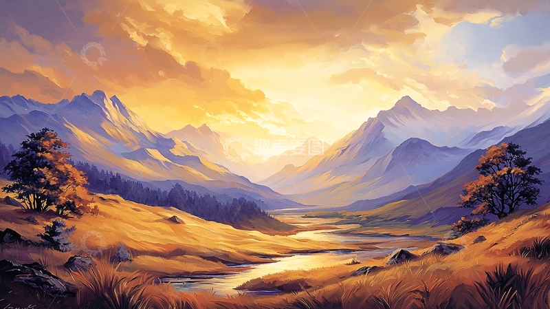 高清大图下载【趣麦麦图】秋日山河夕阳美景