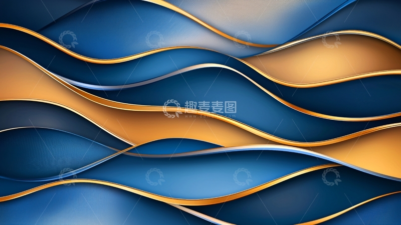 高清大图下载【趣麦麦图】蓝色波浪抽象背景设计