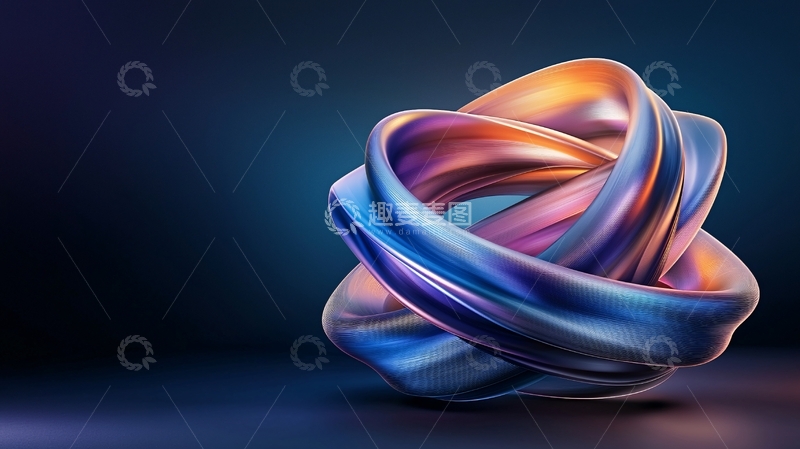 高清大图下载【趣麦麦图】抽象扭曲金属环艺术设计