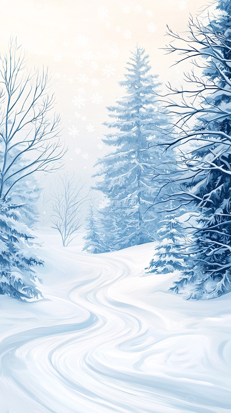 高清大图下载【趣麦麦图】冬日雪景小径