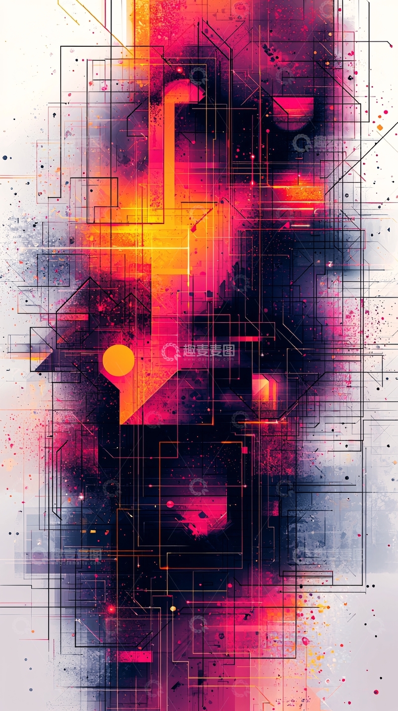 高清大图下载【趣麦麦图】未来科技抽象线条背景图