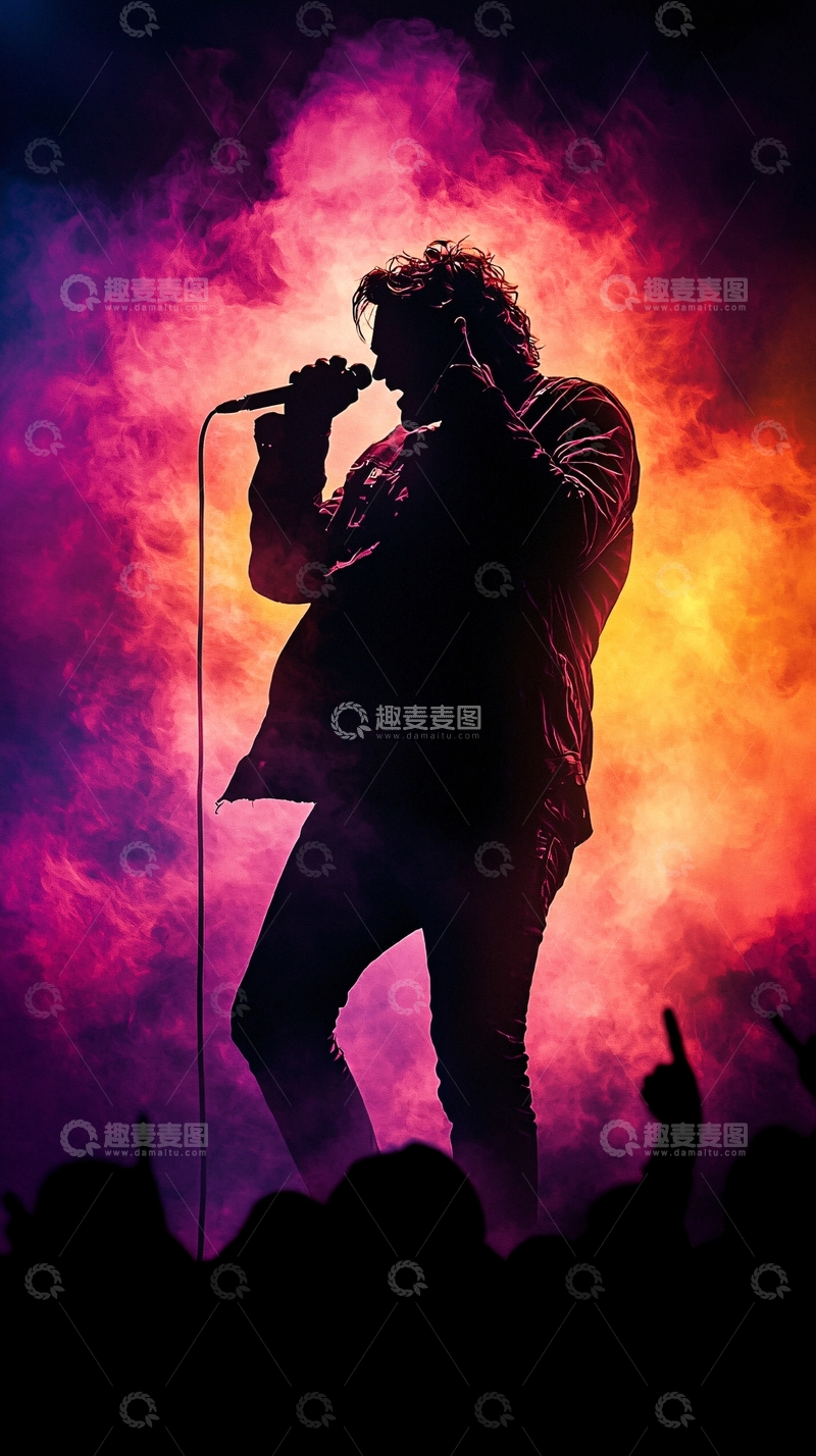 高清大图下载【趣麦麦图】摇滚歌手舞台剪影
