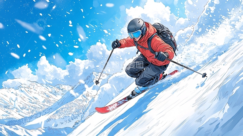 高清大图下载【趣麦麦图】冬季滑雪运动插画