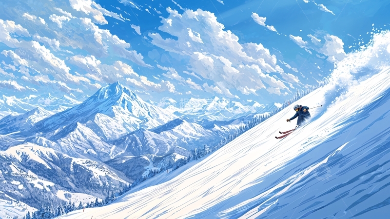 高清大图下载【趣麦麦图】滑雪山景冬季运动风景