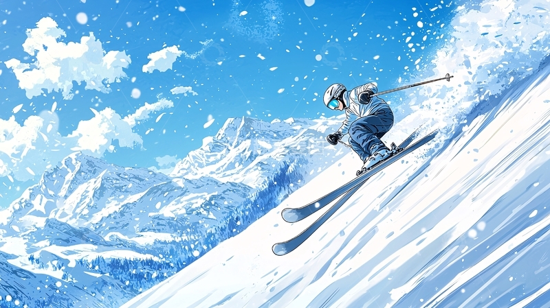 高清大图下载【趣麦麦图】冬季滑雪运动插画