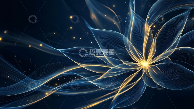 高清大图下载【趣麦麦图】蓝色光晕中的花朵图案