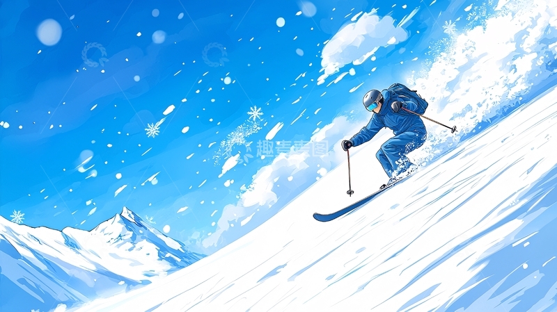 高清大图下载【趣麦麦图】冬季滑雪运动插画