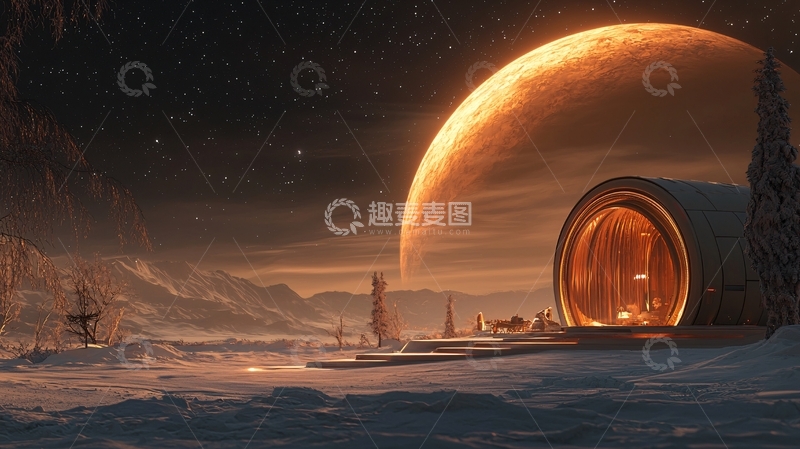 高清大图下载【趣麦麦图】星际探索基地夜景