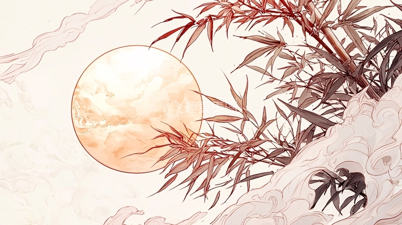 高清大图下载【趣麦麦图】竹影月光下的宁静夜景