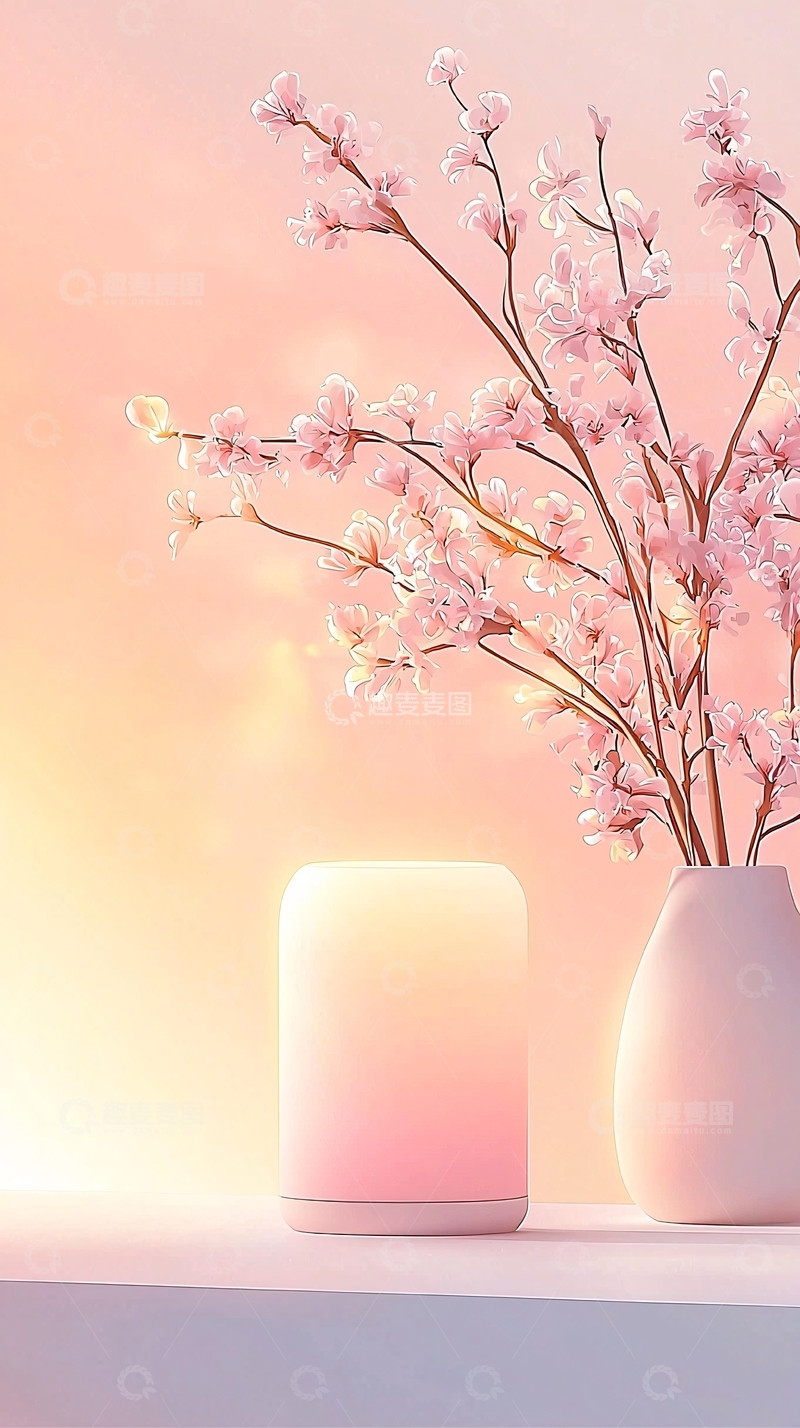 高清大图下载【趣麦麦图】粉色樱花与灯光装饰背景
