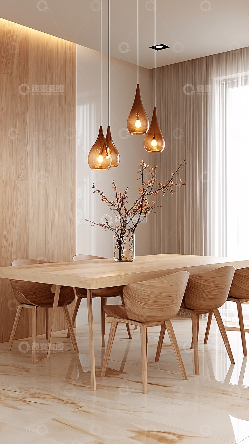 高清大图下载【趣麦麦图】现代简约木质餐桌椅组合