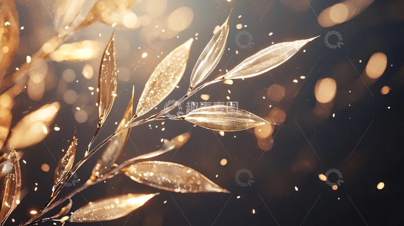 高清大图下载【趣麦麦图】金色叶子光斑背景素材