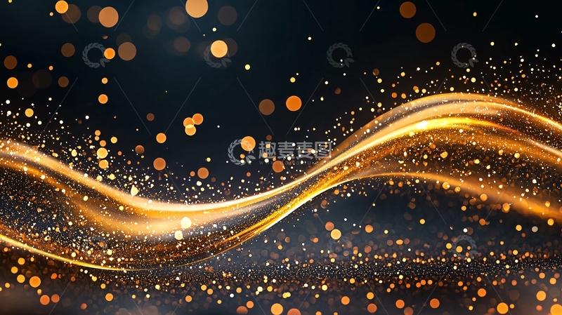 高清大图下载【趣麦麦图】金色波浪光点背景