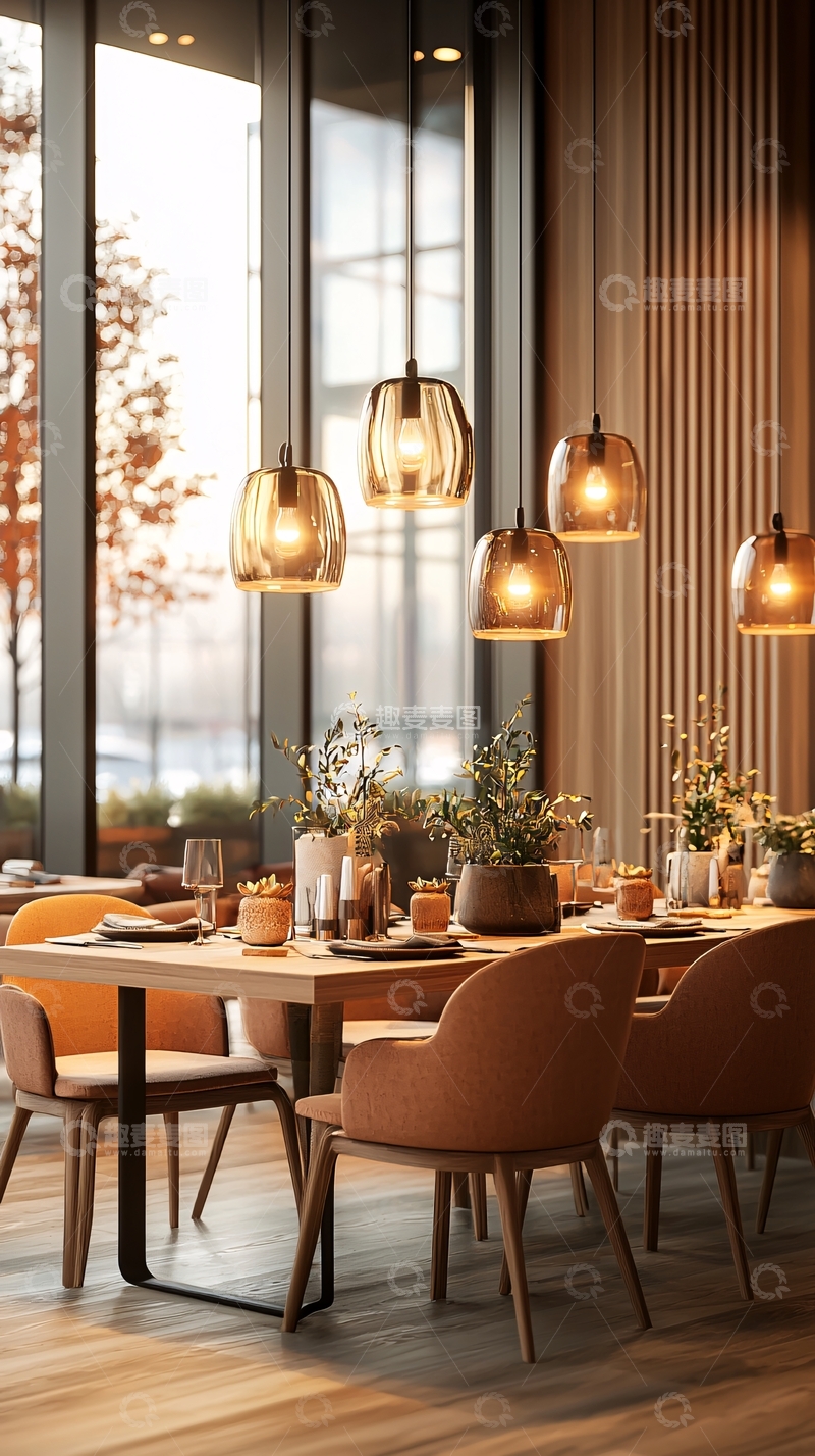 高清大图下载【趣麦麦图】温馨餐厅餐桌布置场景