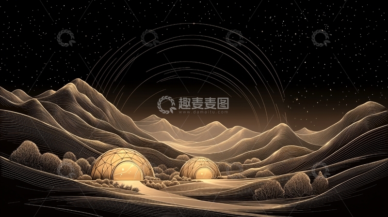 高清大图下载【趣麦麦图】夜空下的山间露营帐篷