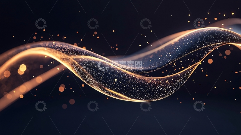 高清大图下载【趣麦麦图】金色波浪粒子动态背景