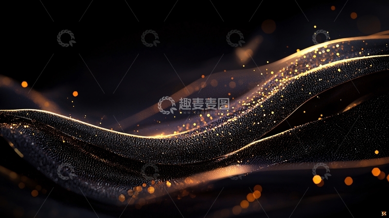 高清大图下载【趣麦麦图】金色波浪光效背景素材