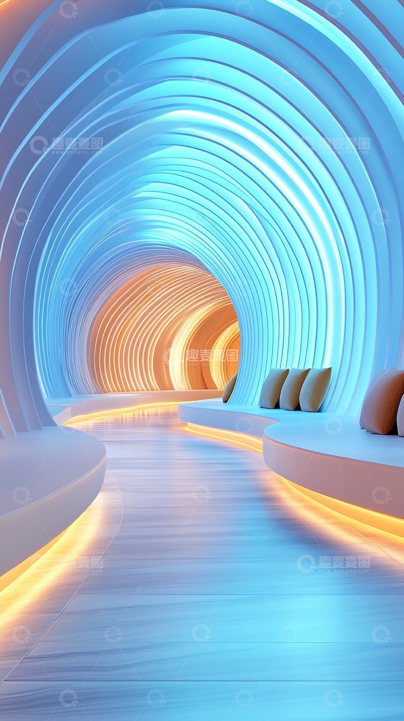 高清大图下载【趣麦麦图】未来感隧道设计效果图