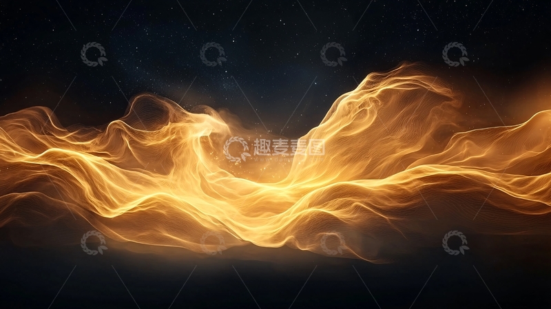 高清大图下载【趣麦麦图】金色波浪星空背景