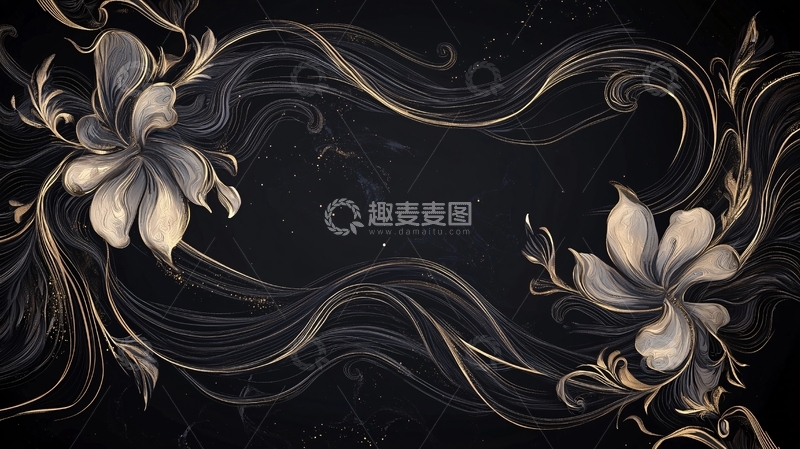 高清大图下载【趣麦麦图】梦幻花卉星空背景图