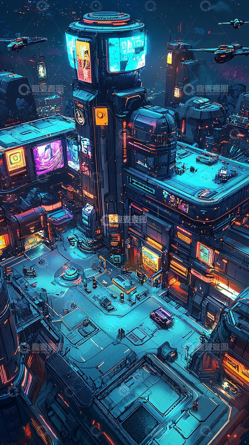 高清大图下载【趣麦麦图】未来城市霓虹光影