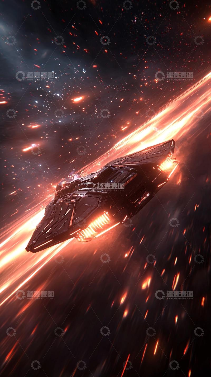 高清大图下载【趣麦麦图】星际飞船穿越星云