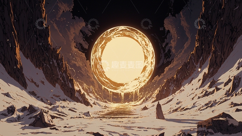 高清大图下载【趣麦麦图】雪地中的神秘门户
