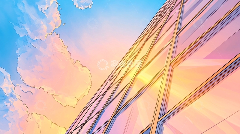 高清大图下载【趣麦麦图】夕阳下的玻璃建筑