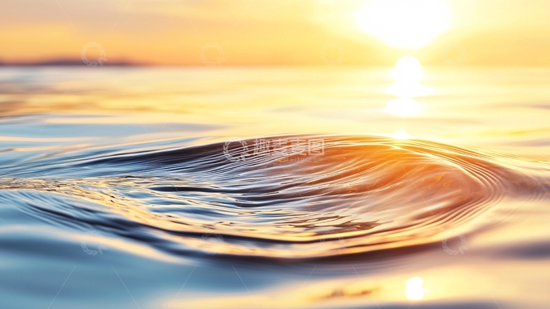 高清大图下载【趣麦麦图】夕阳下的海面波纹