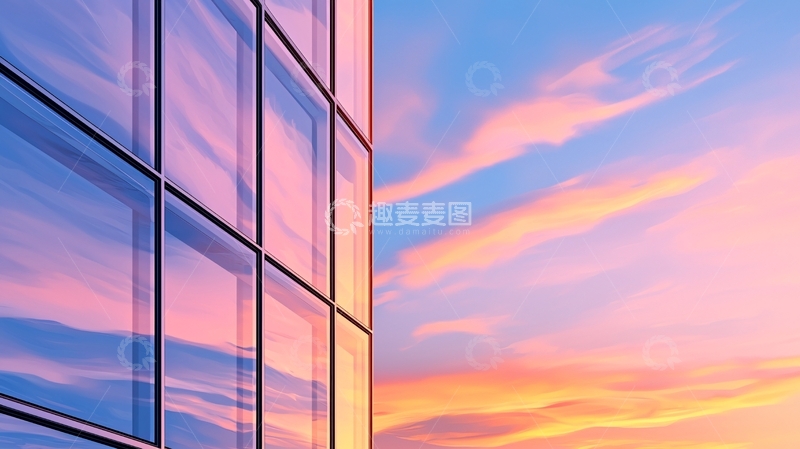 高清大图下载【趣麦麦图】玻璃幕墙与绚丽天空