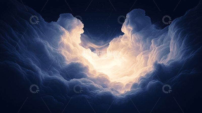 高清大图下载【趣麦麦图】夜空中的云层与光芒