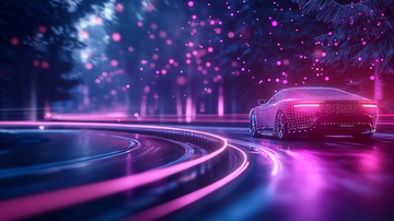 未来科技感夜景赛车赛道