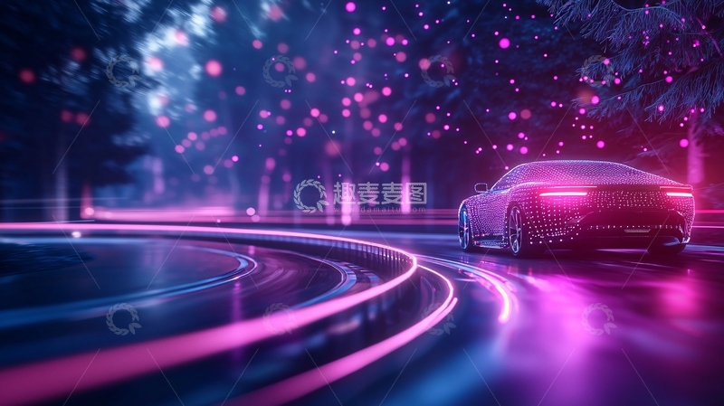 高清大图下载【趣麦麦图】未来科技感夜景赛车赛道