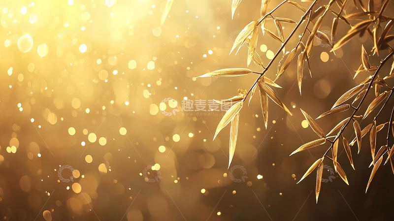 高清大图下载【趣麦麦图】金色竹叶光斑背景