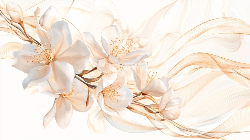 高清大图下载【趣麦麦图】柔美花卉艺术插画背景