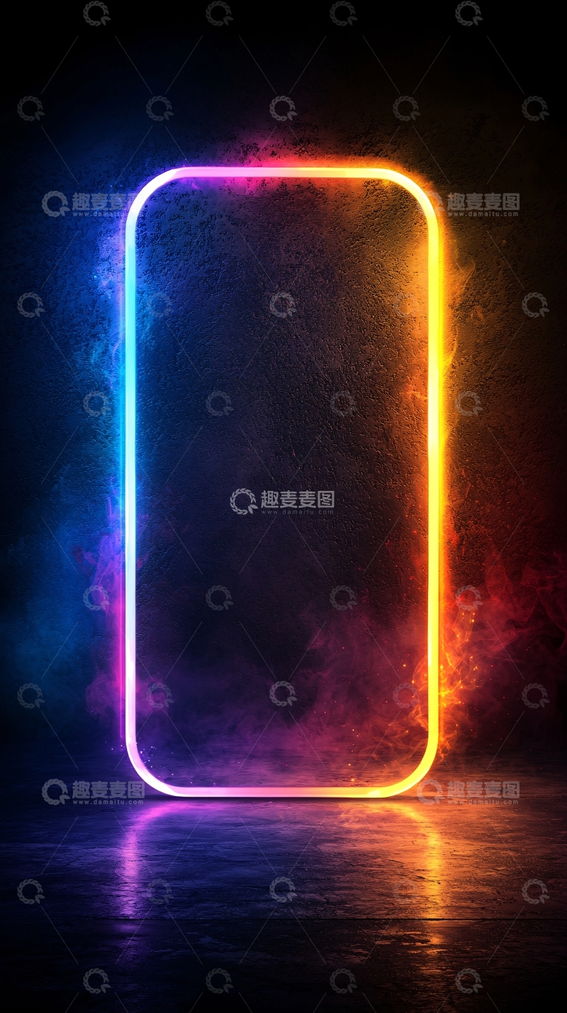 高清大图下载【趣麦麦图】霓虹灯框背景素材