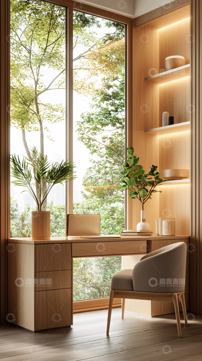 高清大图下载【趣麦麦图】自然光下的温馨书房