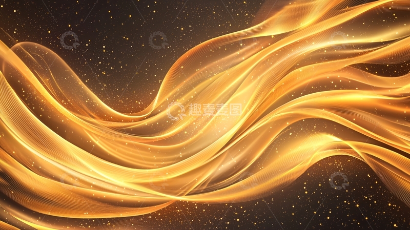 高清大图下载【趣麦麦图】金色波浪抽象背景
