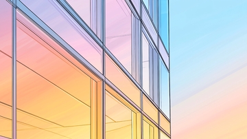 现代建筑玻璃幕墙夕阳反射