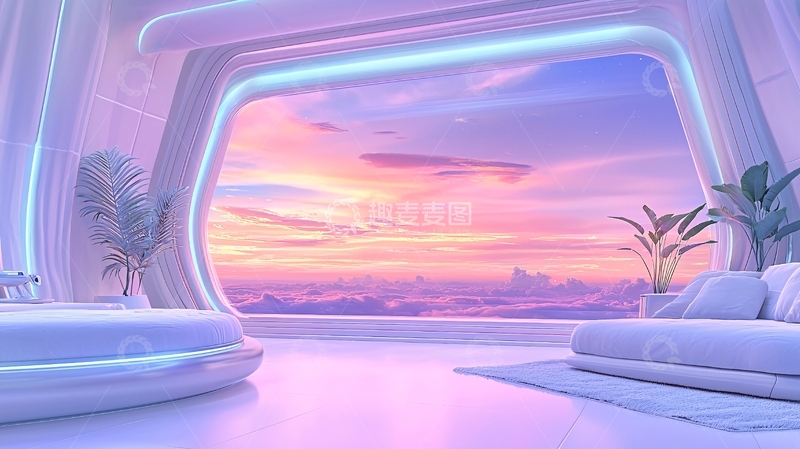 高清大图下载【趣麦麦图】未来感卧室与梦幻天空