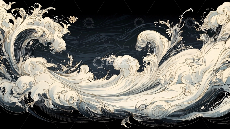 高清大图下载【趣麦麦图】波涛汹涌的艺术插画