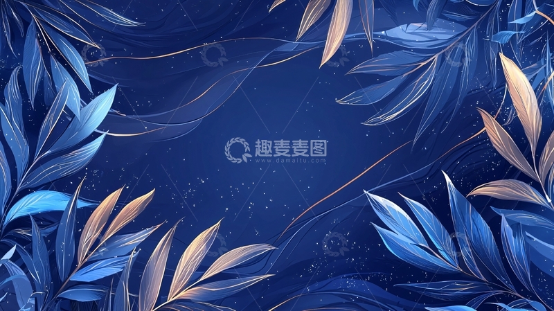 高清大图下载【趣麦麦图】蓝色夜空下的叶子背景图
