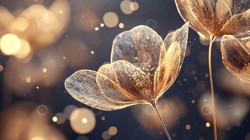 高清大图下载【趣麦麦图】金色花朵背景素材