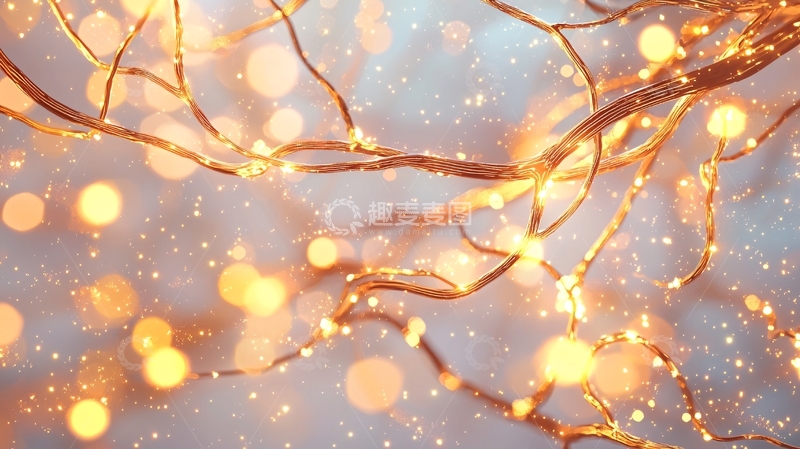 高清大图下载【趣麦麦图】金色灯串背景素材