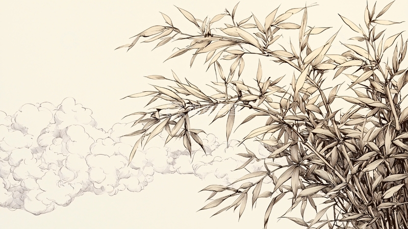 高清大图下载【趣麦麦图】竹叶云雾自然风景画