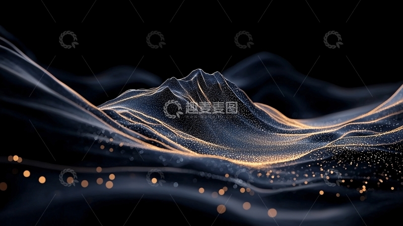 高清大图下载【趣麦麦图】光波粒子山峰背景