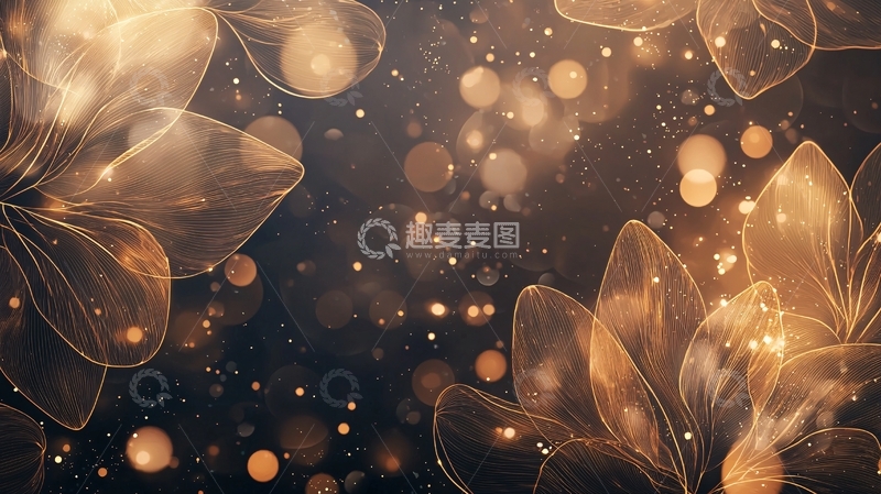 高清大图下载【趣麦麦图】金色光晕花卉背景素材