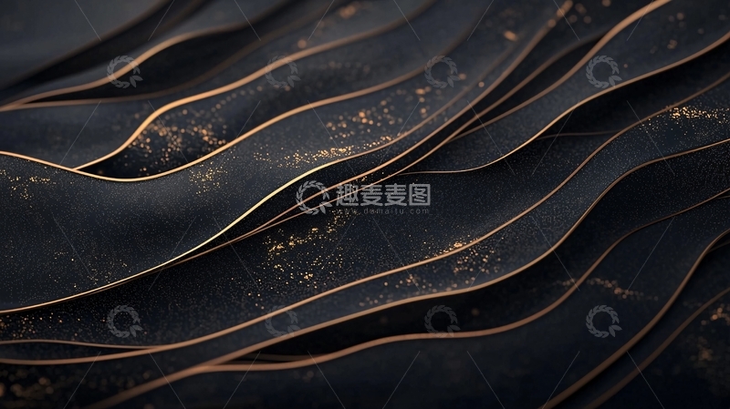 高清大图下载【趣麦麦图】金色波纹抽象背景